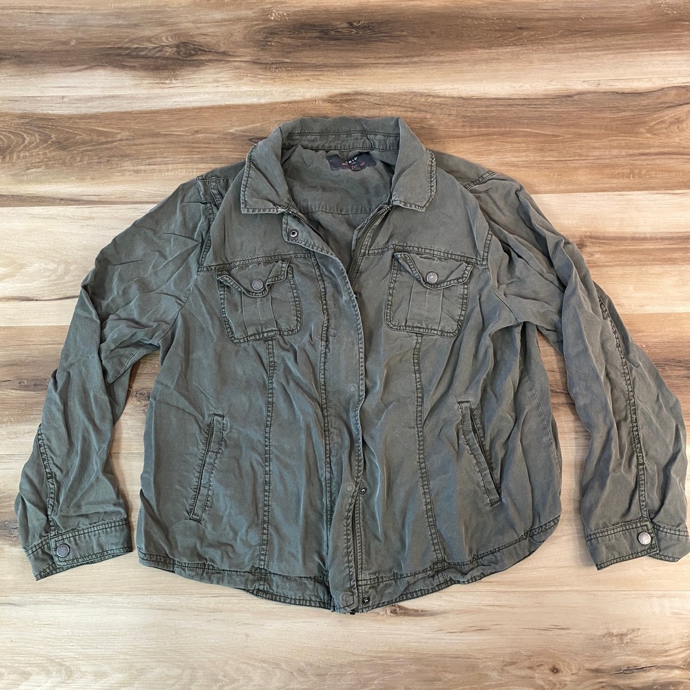 Torrid Olive Green Utility Jacket Button Zip Fron… - image 1